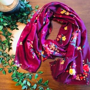 Burgundy Floral Scarf
